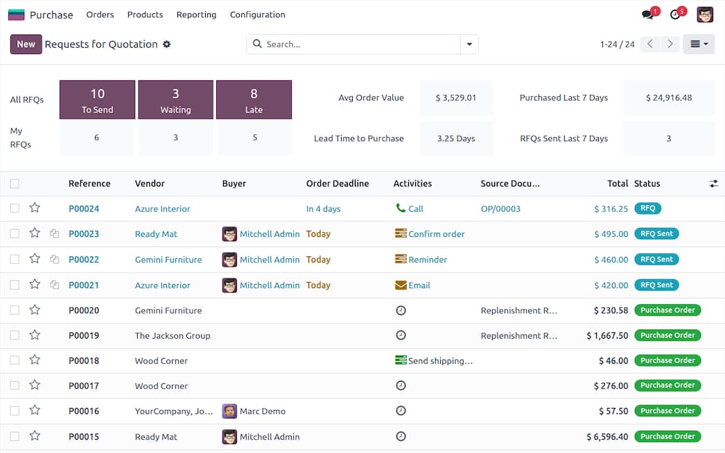 المشتريات — Odoo