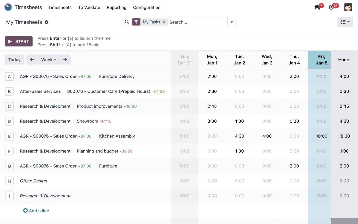 Timesheet — Odoo